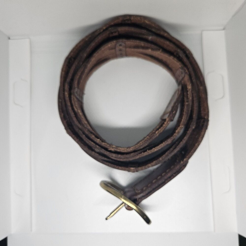 Braided Leather Womens Belt Whiskey Brass Buckle Thick Riveted 35.25"x1.5" - Picture 2 of 7